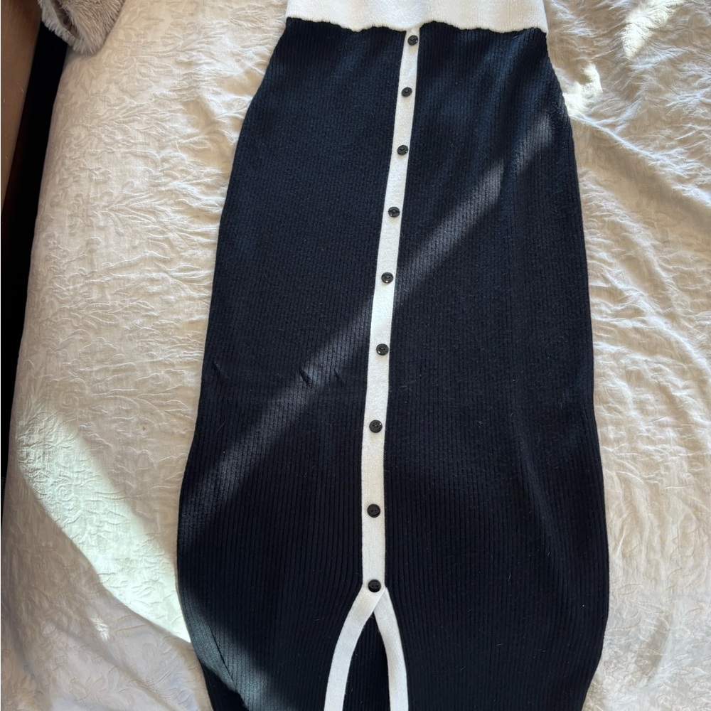 Sincerely Jules Black and White Buttoned Pencil Skirt